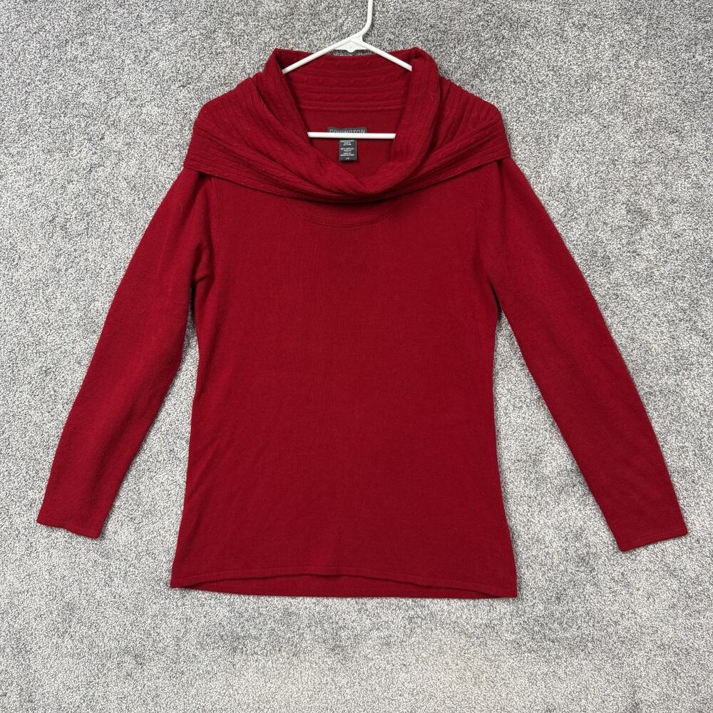 Covington Sweater Womens L Red Cowl Neck Pullover Knit Dark Academia Office Chic